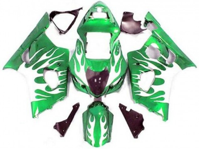 Rabatt Suzuki GSXR 1000 Motorrad Verkleidung 2003-2004 - Grun Weiss Flamme