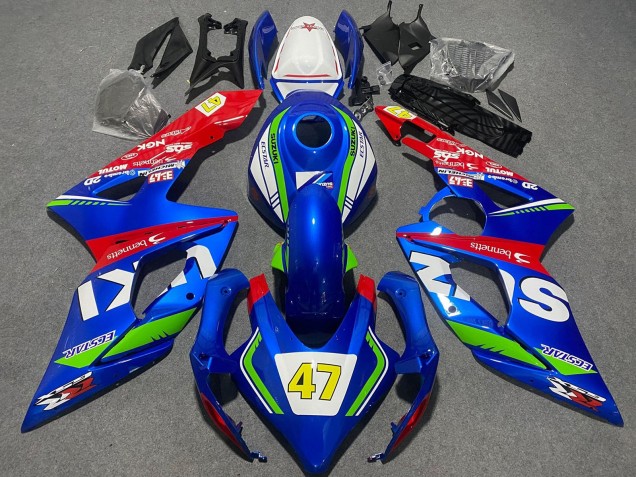 Rabatt Suzuki GSXR 1000 Motorrad Verkleidung 2005-2006 - Blau Grun Weiss Rot 47 Rennen