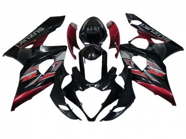Rabatt Suzuki GSXR 1000 Motorrad Verkleidung 2005-2006 - Glanzendes Schwarz Rot Silber
