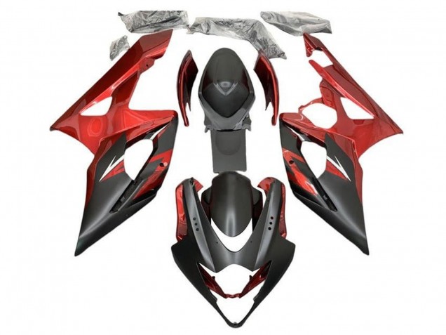 Rabatt Suzuki GSXR 1000 Motorrad Verkleidung 2005-2006 - Bonbon Rot Matt Schwarz