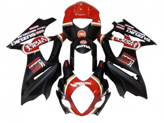 Rabatt Suzuki GSXR 1000 Motorrad Verkleidung 2005-2006 - Matt Schwarz Rot Lucky Strike