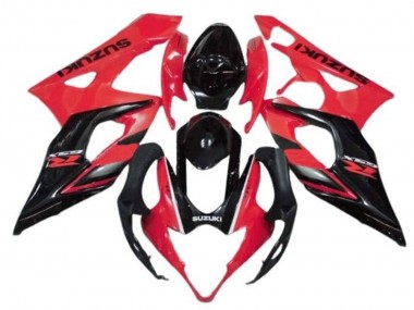 Rabatt Suzuki GSXR 1000 Motorrad Verkleidung 2005-2006 - Rot Glanzendes Schwarz Streifen