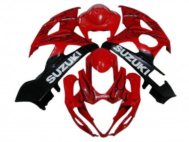 Rabatt Suzuki GSXR 1000 Motorrad Verkleidung 2005-2006 - Rot Schwarz Flamme Weiss