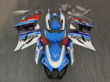 Rabatt Suzuki GSXR1000 Motorrad Verkleidung 2017-2024 - Weiss Blau Streifen Rot Motul