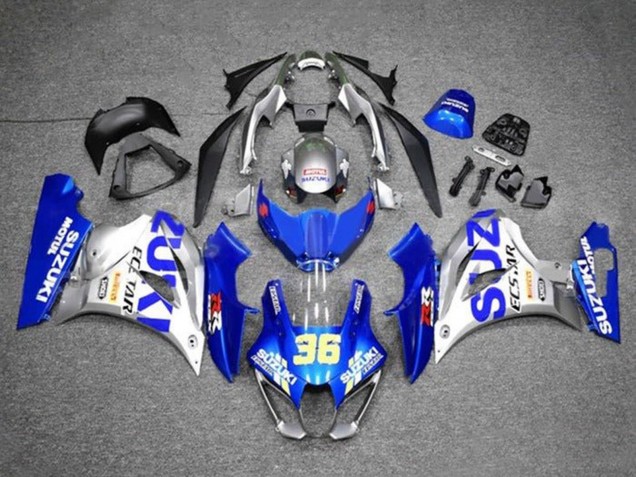 Rabatt Suzuki GSXR1000 Motorrad Verkleidung 2017-2024 - Blau Silber Ecstar 36
