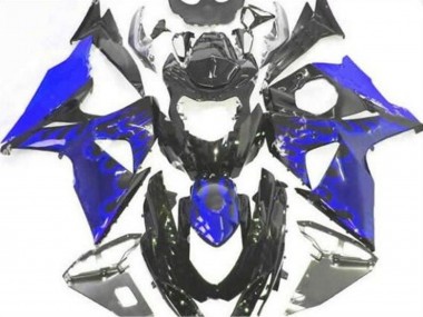 Rabatt Suzuki GSXR 1000 Motorrad Verkleidung 2009-2016 - Glanzendes Schwarz Blau Flamme