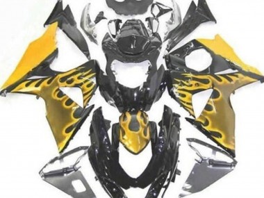 Rabatt Suzuki GSXR 1000 Motorrad Verkleidung 2009-2016 - Glanzendes Schwarz Gelb Flamme