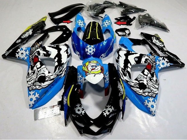 Rabatt Suzuki GSXR 1000 Motorrad Verkleidung 2009-2016 - Blau Schwarz Weiss Schnee