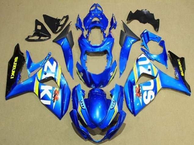 Rabatt Suzuki GSXR 1000 Motorrad Verkleidung 2009-2016 - Blau Weiss Gelb Streifen Schwarz