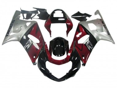 Rabatt Suzuki GSXR 600 / GSXR 750 Motorrad Verkleidung 2001-2003 - Silber Rot Glanzendes Schwarz
