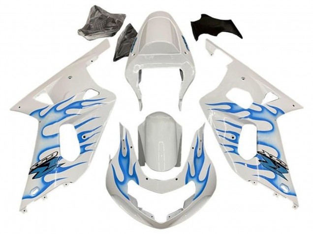 Rabatt Suzuki GSXR 600 / GSXR 750 Motorrad Verkleidung 2001-2003 - Weiss Blau Flamme