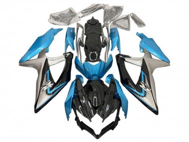 Rabatt Suzuki GSXR 600 / GSXR 750 Motorrad Verkleidung 2008-2010 - Hellblau Silber Glanzendes Schwarz