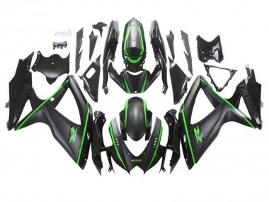 Rabatt Suzuki GSXR 600 / GSXR 750 Motorrad Verkleidung 2008-2010 - Matt Schwarz Grun Streifen