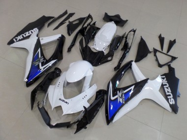 Rabatt Suzuki GSXR 600 / GSXR 750 Motorrad Verkleidung 2008-2010 - Weiss Blau Glanzendes Schwarz
