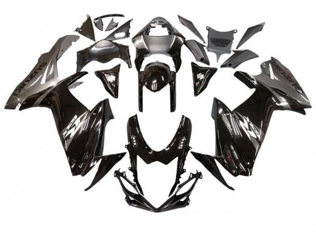 Rabatt Suzuki GSXR 600 / GSXR 750 Motorrad Verkleidung 2011-2024 - Glanzendes Schwarz Grau Weiss