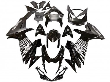 Rabatt Suzuki GSXR 600 / GSXR 750 Motorrad Verkleidung 2011-2024 - Glanzendes Schwarz Silber