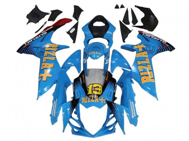Rabatt Suzuki GSXR 600 / GSXR 750 Motorrad Verkleidung 2011-2024 - Blau Gelb Rot Schwarz Rizla 13