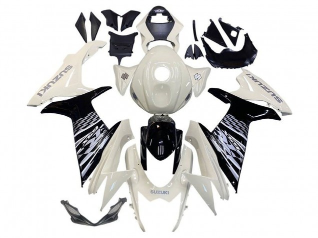 Rabatt Suzuki GSXR 600 / GSXR 750 Motorrad Verkleidung 2011-2024 - Weiss Glanzendes Schwarz