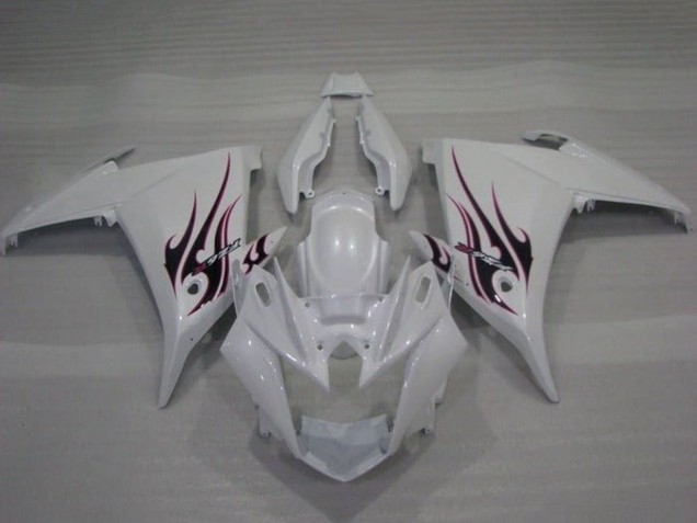 Rabatt Yamaha FZ6R Motorrad Verkleidung 2009-2015 - Weiss Flamme