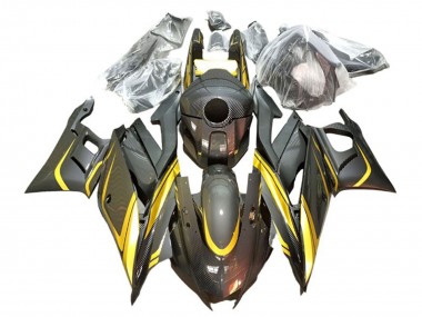 Rabatt Yamaha YZF R3/R25 Motorrad Verkleidung 2022-2024 - Gold Schwarz Carbonfaser Stil