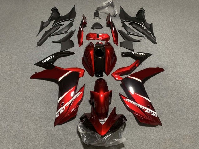 Rabatt Yamaha YZF R3/R25 Motorrad Verkleidung 2022-2024 - Rot Weiss Glanzendes Schwarz