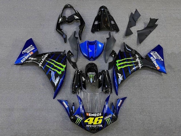 Rabatt Yamaha YZF 1000 R1 Motorrad Verkleidung 2009-2011 - Blau Glanzendes Schwarz Grun Monster Energy