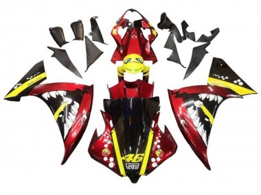 Rabatt Yamaha YZF 1000 R1 Motorrad Verkleidung 2012-2014 - Rot Gelb Schwarz Hai
