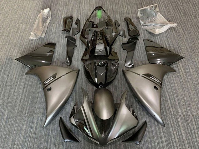 Rabatt Yamaha YZF 1000 R1 Motorrad Verkleidung 2012-2014 - Matt Grau Glanzendes Schwarz