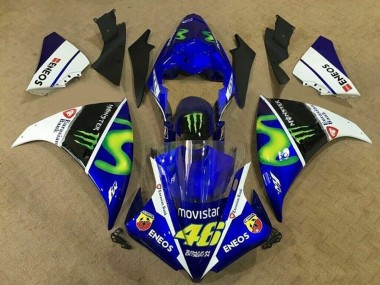 Rabatt Yamaha YZF 1000 R1 Motorrad Verkleidung 2012-2014 - Blau Weiss Schwarz Grun MoviStar Monster ENEOS