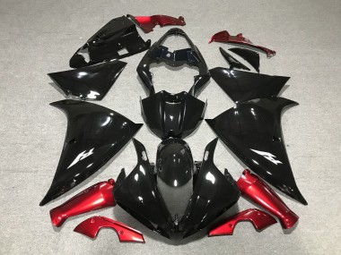 Rabatt Yamaha YZF 1000 R1 Motorrad Verkleidung 2012-2014 - Glanzendes Schwarz Rot