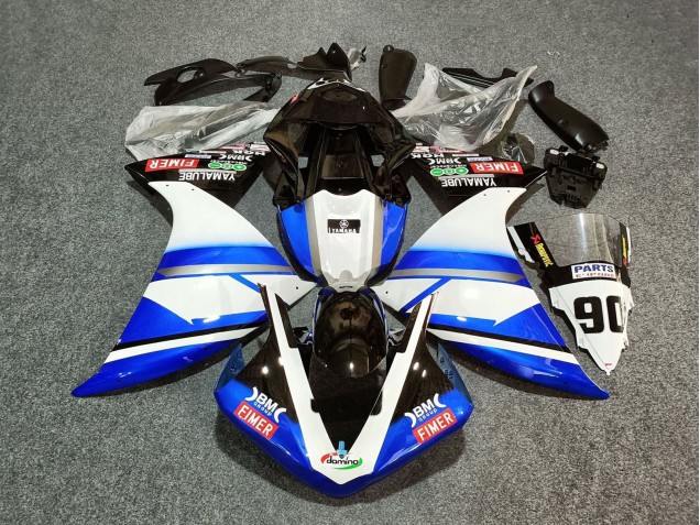 Rabatt Yamaha YZF 1000 R1 Motorrad Verkleidung 2012-2014 - Weiss Blau Schwarz Fimer Yamalube 90