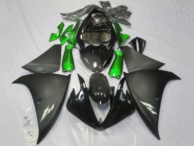 Rabatt Yamaha YZF 1000 R1 Motorrad Verkleidung 2012-2014 - Glanzendes Schwarz Matt Schwarz Grun