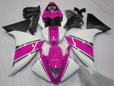 Rabatt Yamaha YZF 1000 R1 Motorrad Verkleidung 2012-2014 - Weiss Rosa Matt Schwarz