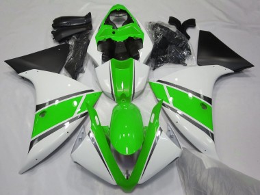 Rabatt Yamaha YZF 1000 R1 Motorrad Verkleidung 2012-2014 - Weiss Grun Matt Schwarz