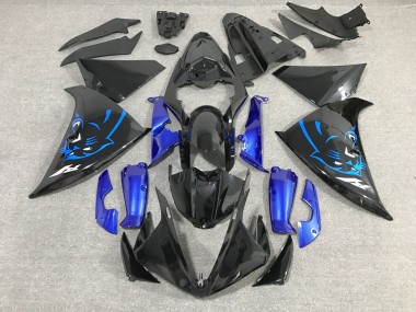 Rabatt Yamaha YZF 1000 R1 Motorrad Verkleidung 2012-2014 - Glanzendes Schwarz Blau Panther