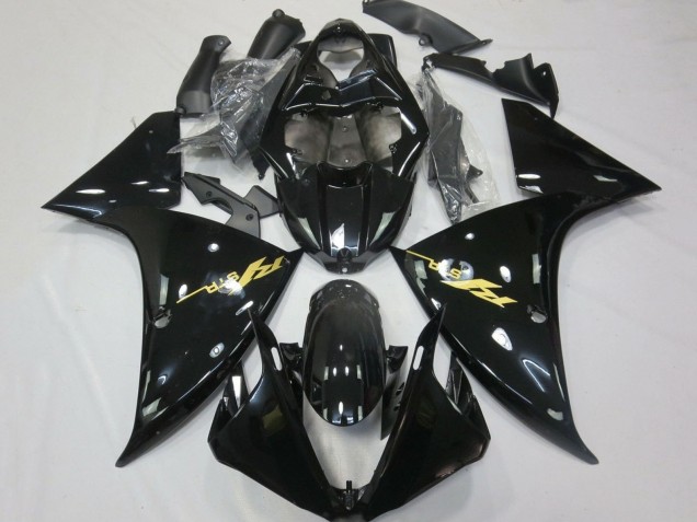 Rabatt Yamaha YZF 1000 R1 Motorrad Verkleidung 2012-2014 - Glanzendes Schwarz Gold Aufkleber
