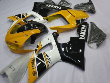 Rabatt Yamaha YZF 1000 R1 Motorrad Verkleidung 1998-1999 - Gelb Weiss Glanzendes Schwarz
