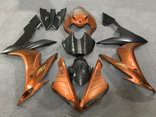 Rabatt Yamaha YZF 1000 R1 Motorrad Verkleidung 2004-2006 - Orange Kunst Carbonfaser Matt Schwarz
