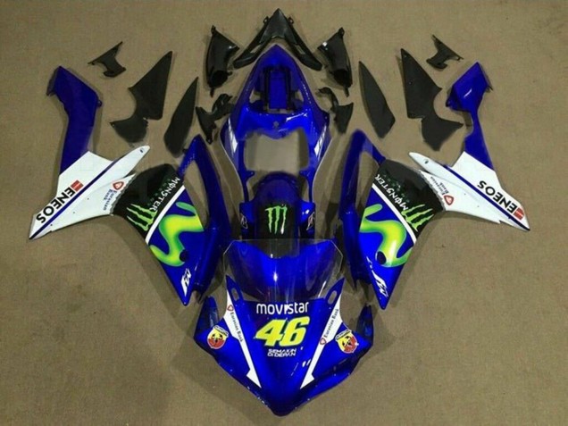 Rabatt Yamaha YZF 1000 R1 Motorrad Verkleidung 2007-2008 - Blau Weiss Schwarz Grun MoviStar Monster ENEOS