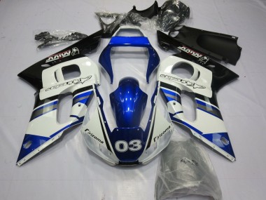Rabatt Yamaha YZF R6 Motorrad Verkleidung 1998-2002 - Weiss Blau Glanzendes Schwarz Rizoma 03