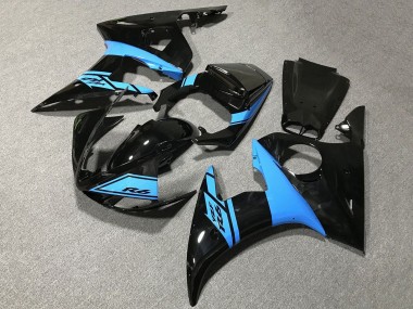 Rabatt Yamaha YZF R6 Motorrad Verkleidung 2005 - Glanzendes Schwarz Hellblau