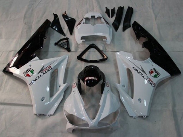 Rabatt Triumph Daytona 675 Triple Motorrad Verkleidung 2009-2012 - Weiss Glanzendes Schwarz Motul