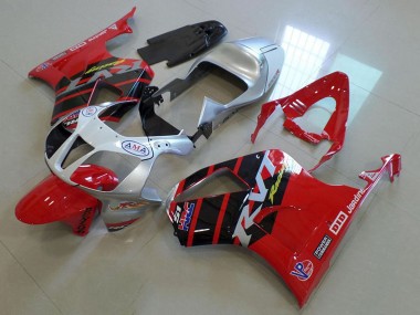Rabatt Honda VTR1000 Motorrad Verkleidung 2000-2006 - Silber Rot Glanzendes Schwarz Streifen