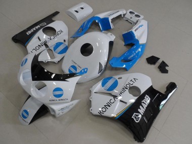Rabatt Honda CBR250RR MC22 Motorrad Verkleidung 1990-1998 - Weiss Blau Glanzendes Schwarz Konica Minolta