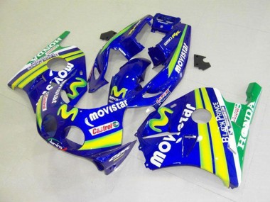 Rabatt Honda CBR250RR MC22 Motorrad Verkleidung 1990-1998 - Blau Gelb Grun MoviStar Castrol