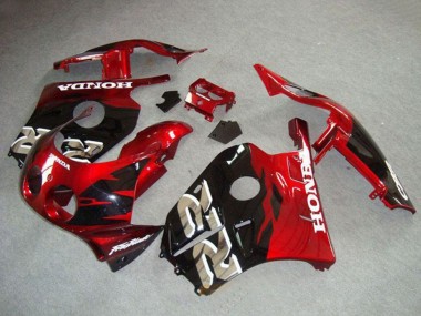 Rabatt Honda CBR250RR MC22 Motorrad Verkleidung 1990-1998 - Rot Glanzendes Schwarz