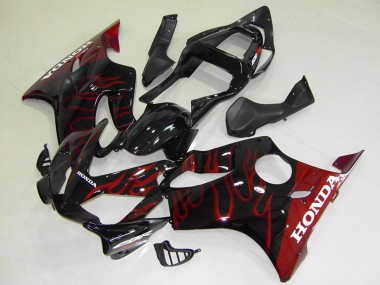 Rabatt Honda CBR600 F4i Motorrad Verkleidung 2001-2003 - Glanzendes Schwarz Rot Flamme