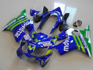 Rabatt Honda CBR600 F4i Motorrad Verkleidung 2004-2007 - Blau Grun MoviStar Castrol