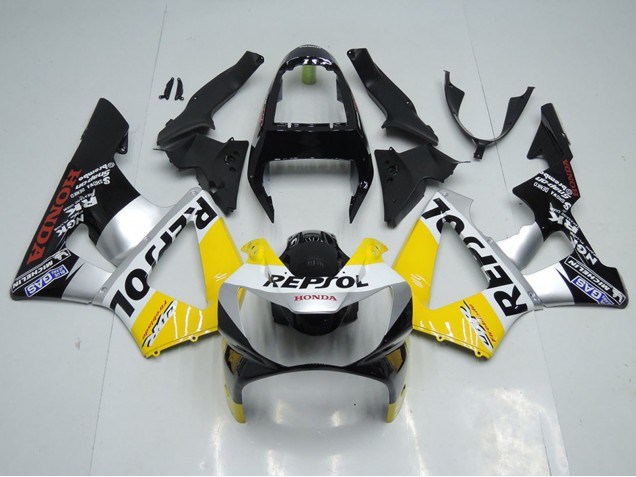 Rabatt Honda CBR900RR 929 Motorrad Verkleidung 2000-2001 - Gelb Silber Glanzendes Schwarz Repsol