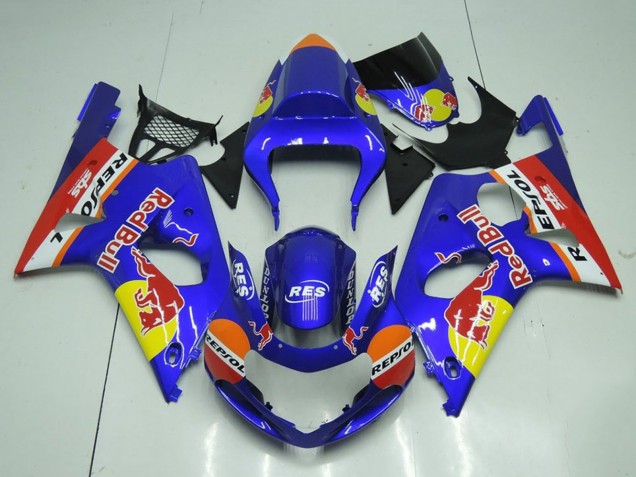 Rabatt Suzuki GSXR 1000 Motorrad Verkleidung 2000-2002 - Blau Gelb Red Bull Repsol